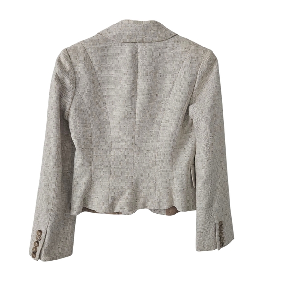 Holt Renfrew Cream/Brown Tweed Blazer Size 8 - Picture 2 of 10
